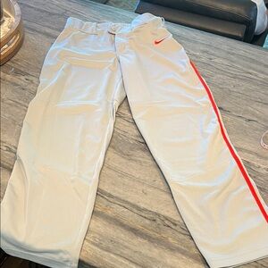 Nike Gray Baseball Pants with Red Stripe